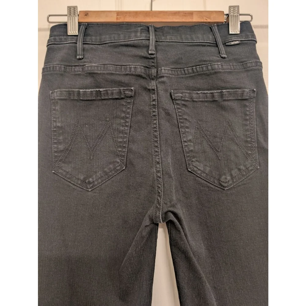 MOTHER Hustler Ankle Fray Black Jeans Size 26 Denim Pants Revolve Cropped Flared